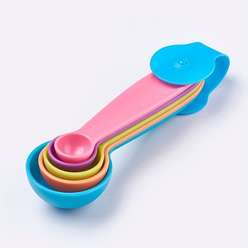 Colorful Plastic Measuring Spoons, Kitchen Baking Spoons Tools in Different Sizes, Mixed Color, 11.45~12.6x1.95~4.1cm, 5pcs/set