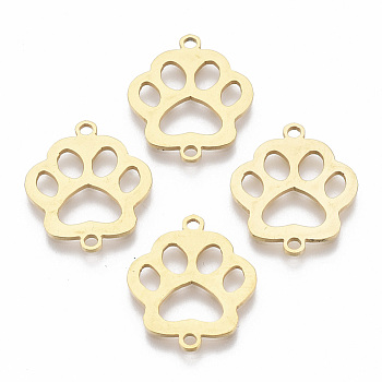 201 Stainless Steel Links connectors, Laser Cut, Bear Paw, Golden, 18.5x16x1mm, Hole: 1.5mm