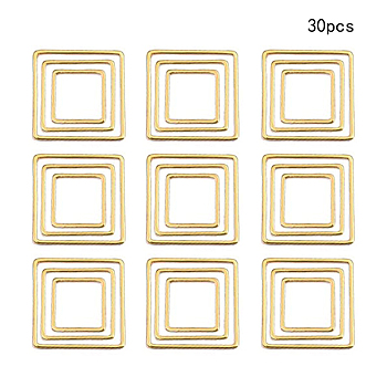 304 Stainless Steel Linking Ring, Square, Golden, 12x12x0.8mm/20x20x0.8mm/16x16x0.8mm, 30pcs/set