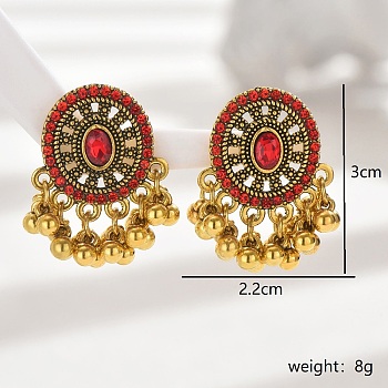 Bohemia Style Holiday Zinc Alloy Tassel Dangle Earrings for Women, Flat Round with Charms
