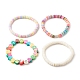 4 pièces 4 style hanamade polymère argile heishi surfeur bracelets extensibles ensemble(BJEW-JB07715)-2