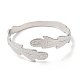 304 Stainless Steel Feather Cuff Bangles(BJEW-L682-025P)-1