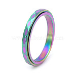 304 Stainless Steel Rotatable Rhombus Faceted Finger Rings, Rainbow Color, US Size 6(16.5mm)(FS-WGAB32C-16)