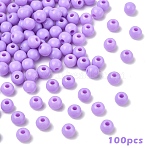 100Pcs Opaque Acrylic Beads, Round, Lilac, 6x5mm, Hole: 1.8mm(MACR-YW0003-84C)