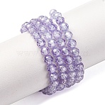 Cubic Zirconia Beads Strands, Faceted, Round, Lilac, 4mm, Hole: 0.8mm, about 91pcs/strand, 14.3 inch(36.5cm)(G-G792-47-09C)