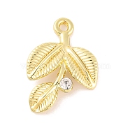 Alloy with Rhinestone Charms, Leaf, Golden, 13.5x20x3.5mm, Hole: 1.4mm(FIND-G081-02A-G)