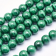 Natural Malachite Beads Strands, Round, 8mm, Hole: 1mm, about 49pcs/strand, 15.5 inch(39.5cm)(G-O166-06-8mm)