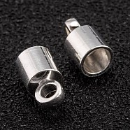 Brass Cord Ends, End Caps, Long-Lasting Plated, Column, 925 Sterling Silver Plated, 8x4.5mm, Hole: 1.8mm, Inner Diameter: 3mm(KK-H759-41B-S)