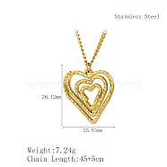 Stylish Stainless Steel Spiral Pendant Necklaces for Women, Real 18K Gold Plated, Heart, 17.72 inch(45cm)(YF9522-4)