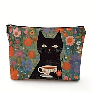 Cat Linen Waterproof Bag, Multipurpose Travel Toiletry Pouch with Metal Zipper, Colorful, 25x17cm(PW-WG5DE44-01)