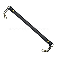 Imitation Leather Bag Extension Chains, with Antique Bronze Iron Hooks & Curb Chain, Black, 35x0.5cm(PW-WG23577-02)