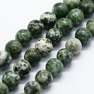Natural Green Spot Jasper Beads Strands, Round, 8mm, Hole: 0.8mm, about 47pcs/strand,  14.96 inch(38cm)(G-I199-30-8mm)