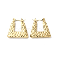 Rack Plating 304 Stainless Steel Hoop Earrings for Women, Trapezoid, Real 18K Gold Plated, 22x22.5x3mm(EJEW-Z026-27G)