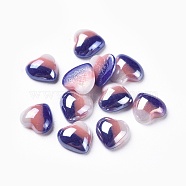 Opaque Glass Cabochons, Stripe Pattern, Heart, Colorful, 7x7.5x3mm(GGLA-S038-08A-7x7)