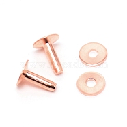Brass Studs Rivets, for DIY Leather Belt, Handbag, Purse Accessories, with Shims, Rose Gold, 1.45x1.1cm, Pin: 4mm, 4pcs/set(FIND-WH0091-82B)