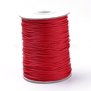 Braided Korean Waxed Polyester Cords, FireBrick, 1mm, about 174.97 yards(160m)/roll(YC-T002-1.0mm-105)