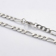 Trendy Unisex 304 Stainless Steel Figaro Chain Necklaces, with Lobster Clasps, Stainless Steel Color, 19 inch(48.3cm), 5mm(STAS-E063-08)