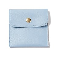 PU Imitation Leather Jewelry Storage Bags, with Golden Tone Snap Buttons, Square, Light Blue, 7.9x8x0.75cm(ABAG-P006-01A-06)