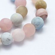 Natural Morganite Beads Strands, Frosted, Round, 10mm, Hole: 1mm, about 38pcs/strand, 15.55 inch(39.5cm)(G-E365-03-10mm)