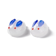 Mini Bunny Figurines Home Decorations, Handmade Lampwork Display Decorations, Blue, 23.5~24x15x12mm(LAMP-D017-01C)