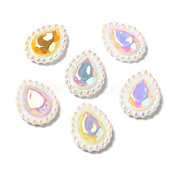 Opaque Resin Cabochons, Teardrop, AB Color Plated, Mixed Color, 29x19x7mm(CRES-M014-13)