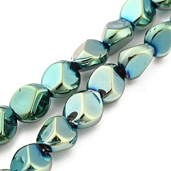 Full Plated Electroplate Glass Beads Strands, Faceted Polygon, Aquamarine, 7.5x6x6.8mm, Hole: 1mm, about 90pcs/strand, 26.85 inch(68.2cm)(EGLA-G037-04A-FP04)