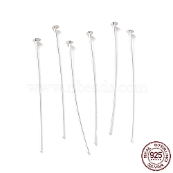 925 Sterling Silver Flat Head Pins, Silver, 22 Gauge, 40x0.6mm, Head: 2mm(STER-M117-03D-S)