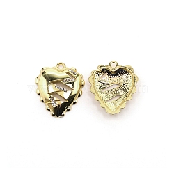 Alloy Rhinestone Pendant, Heart, Light Gold, 24x20.5x3.5mm, Hole: 1.8mm(PALLOY-TAC0024-38LG)