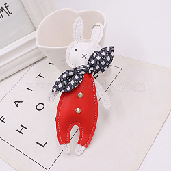 PU Leather Rabbit Keychain, with Iron Findings, for Women Bag Car Key Decorations, Red, Rabbit: 15cm(PW-WG67475-03)