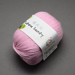 Soft Baby Knitting Yarns, with Cashmere, Wool and Antistatic Fibre, Pearl Pink, 2mm, about 50g/roll, 8rolls/box(YCOR-R021-H05)