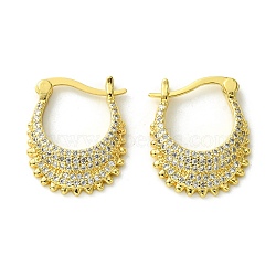 Brass with Cubic Zirconia Hoop Earrings, Real 18K Gold Plated, 21.5x3.5mm(EJEW-K267-05G)