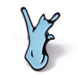 Cat Initial Letter Enamel Pin, Electrophoresis Black Alloy Cartoon Brooch for Backpack Clothes, Letter.Y, 30x19.5x2mm, Pin: 1.2mm(JEWB-A005-27-Y)