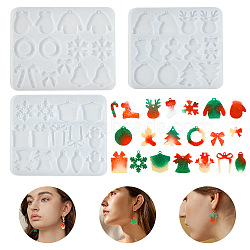 Christmas DIY Candle Making, Resin Casting Molds, For UV Resin, Epoxy Resin Craft Making, White, Mixed Shapes, 110x125x5mm(AJEW-U017-08B)