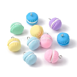 Handmade Polymer Clay Pendants, Macarons, Mixed Color, 18~20x14~15mm, Hole: 2mm(CLAY-Q240-016)