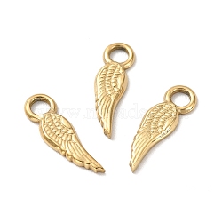 Ion Plating(IP) 304 Stainless Steel Pendants, Wing, Golden, 15x4x1mm, Hole: 2.5mm(STAS-H165-24G)