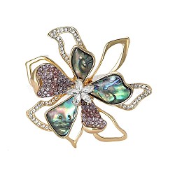 Alloy Rhinestone Brooch, Flowers Clothing Accessories Collar Pin Chest Flower, Colorful, 60x59mm(PW-WG722E4-01)