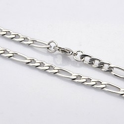 Trendy Unisex 304 Stainless Steel Figaro Chain Necklaces, with Lobster Clasps, Stainless Steel Color, 19 inch(48.3cm), 5mm(STAS-E063-08)