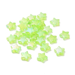 Eco-Friendly Transparent Acrylic Beads, Star, AB Color, Green Yellow, 10x4mm, Hole: 1.5mm, about 2250pcs/500g(PL556-PW42)