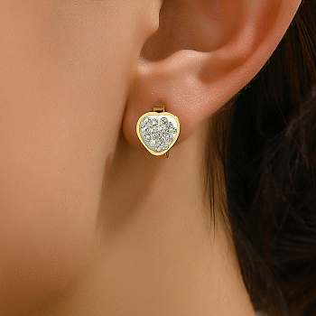 Elegant Vintage Style Gold Yellow Earrings with Water Diamond, Heart, Stud Earrings