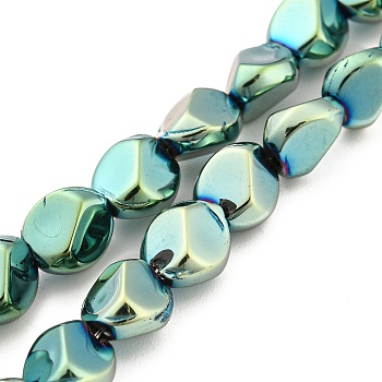 Full Plated Electroplate Glass Beads Strands, Faceted Polygon, Aquamarine, 7.5x6x6.8mm, Hole: 1mm, about 90pcs/strand, 26.85 inch(68.2cm)