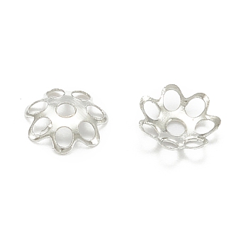 Iron Bead Caps, Cadmium Free & Lead Free, Flower, Multi-Petal, 2 Styles Random, Platinum, 6x1mm, Hole: 1mm