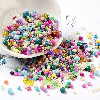 Glass Seed Beads, Round, Mixed Color, 2~5x2~5x1.5~4mm, Hole: 0.8~1.5mm, about 33444pcs/1000g

