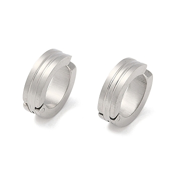 Non-Tarnish Ion Plating(IP) 304 Stainless Steel Clip-on Earrings, Round, Stainless Steel Color, 12.5x4mm