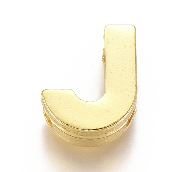 Alloy Slide Charms, Letter J, 12.5x10x4mm, Hole: 1.5x8mm