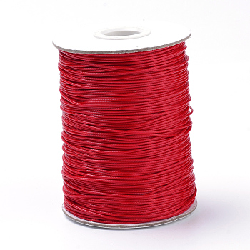 Braided Korean Waxed Polyester Cords, FireBrick, 1mm, about 174.97 yards(160m)/roll