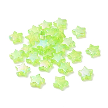 Eco-Friendly Transparent Acrylic Beads, Star, AB Color, Green Yellow, 10x4mm, Hole: 1.5mm, about 2250pcs/500g