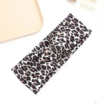Cloth HairBands, Hair Bands for Women Girls, Leopard Print Pattern, Coconut Brown, 220x85mm