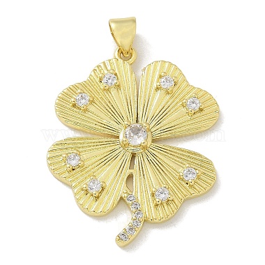 Real 18K Gold Plated Clear Clover Brass+Cubic Zirconia Pendants