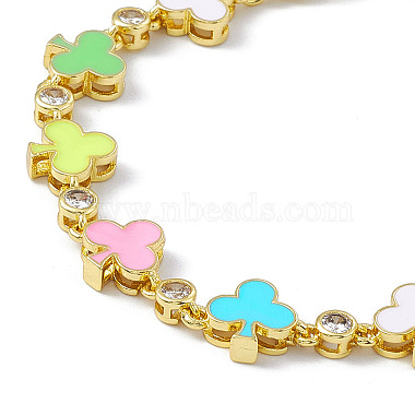 Colorful Enamel Ace & Cubic Zirconia Link Chain Bracelet(BJEW-P288-13G)-2