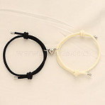 Alloy Heart-shaped Magnetic Braided Rope Bracelets for Couple Girlfriends, Mixed Color, 5-1/2~10-1/4 inch(14~26cm)(WG59636-13)